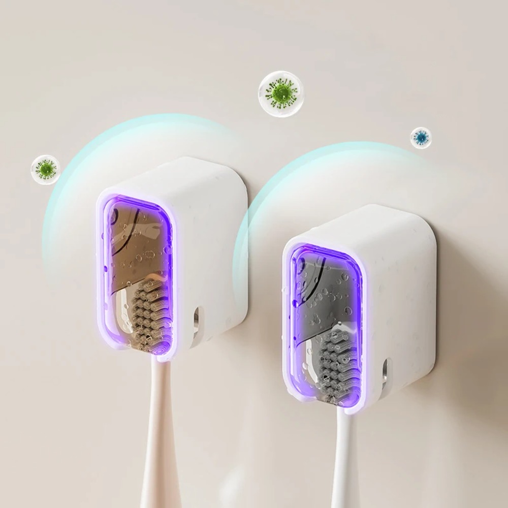 Toothbrush Holder Set - 2PCS Toothbrush Holder Flip-top Wall Mounted