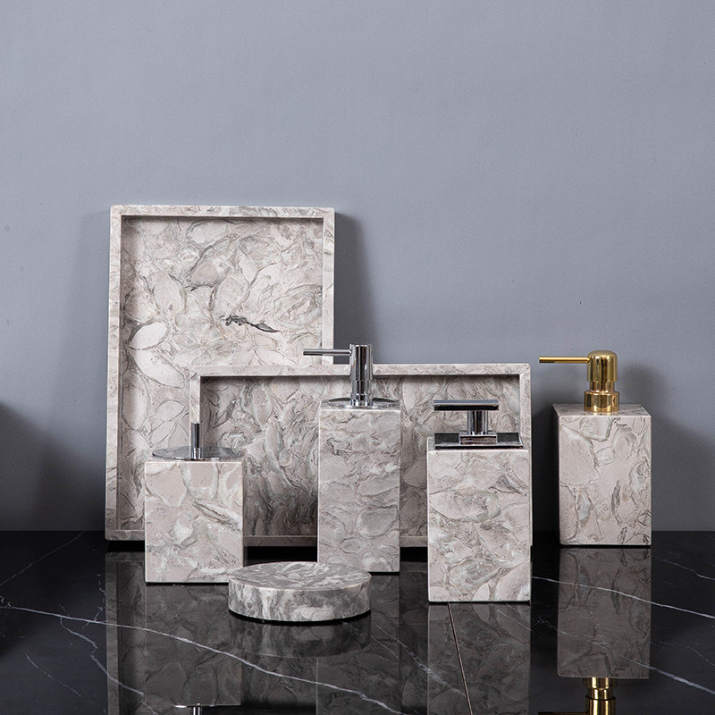 Zara Home Bathroom Set - Bathroom Accessories Sets Elegant Natural Marble