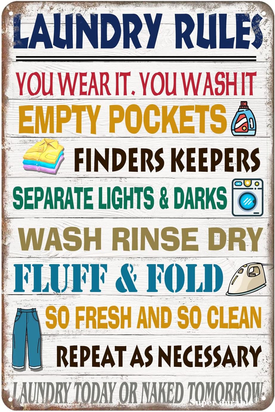 Home Bathroom Rules - Super durable Vintage Metal Tin Sign