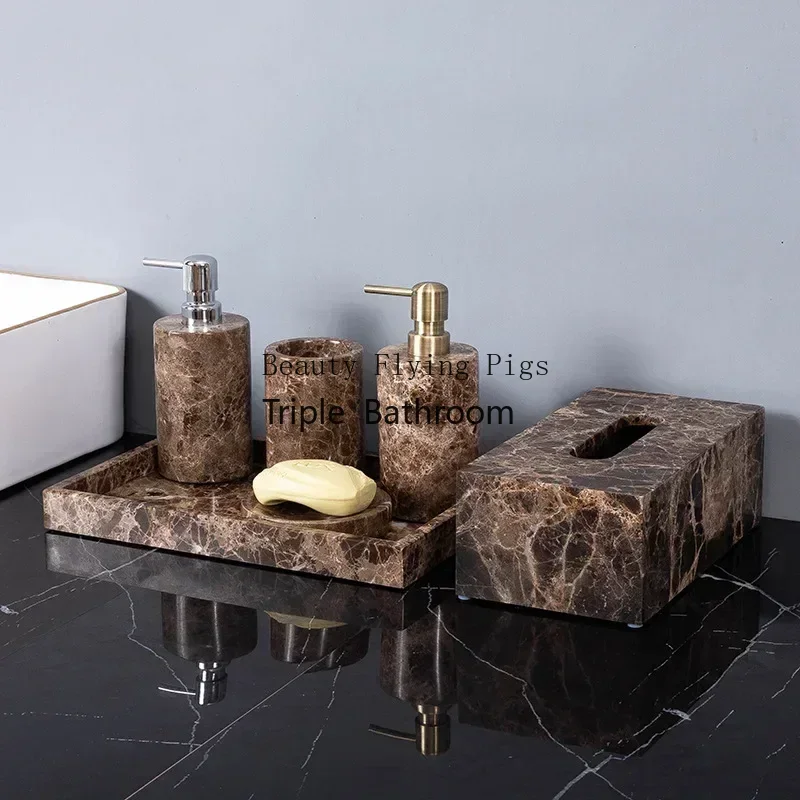 Zara Home Bathroom Set - Emperador Dark Natural Marble Bathroom Set