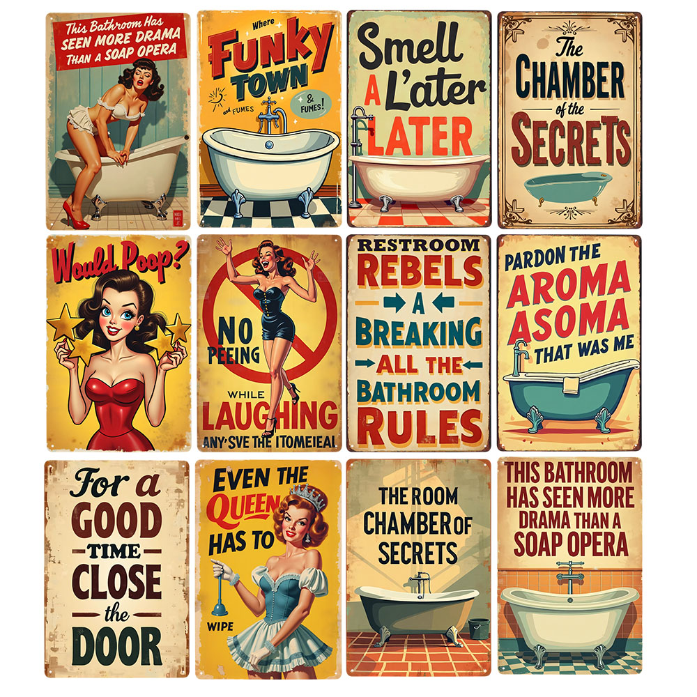 Funny Bathroom Rules Vintage M - Home Bathroom Rules recension och pris