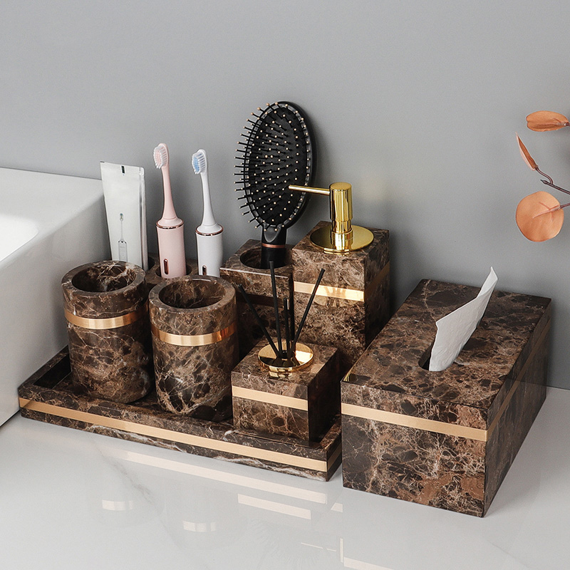 Emperador Dark Natural Marble  - Zara Home Bathroom Set recension och pris