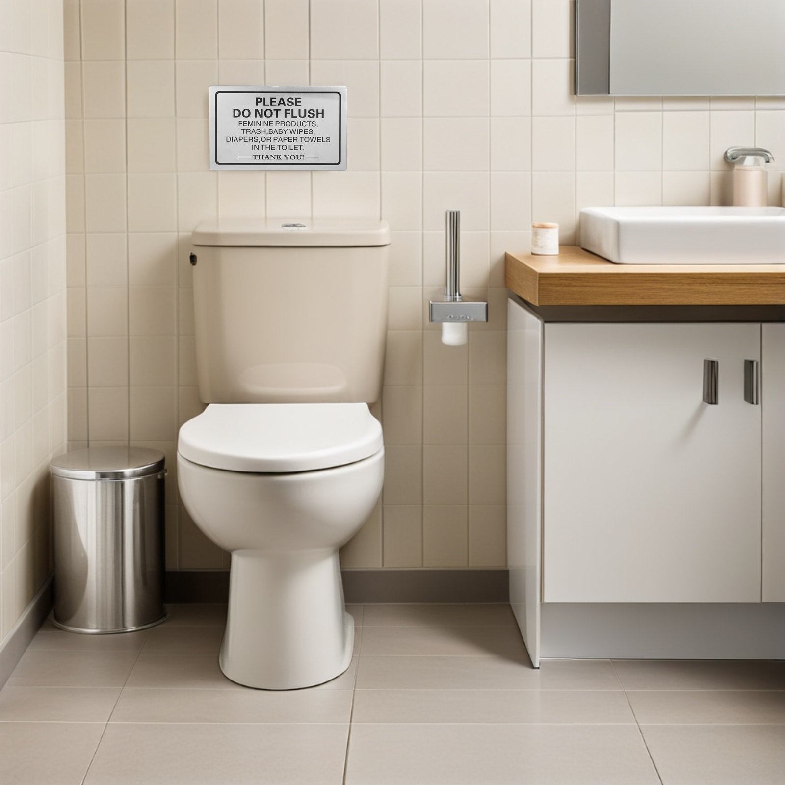 2Pcs Aluminum Bathroom Sign Do - Home Bathroom Etiquette recension och pris