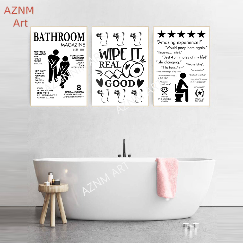 Wall Art Canvas Painting Funny - Home Bathroom Rules recension och pris