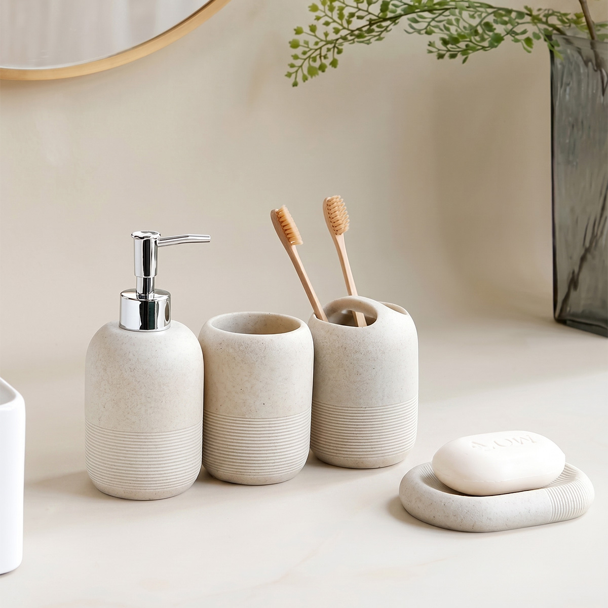 Modern Sandstone Resin Bathroo - Zara Home Bathroom Set recension och pris