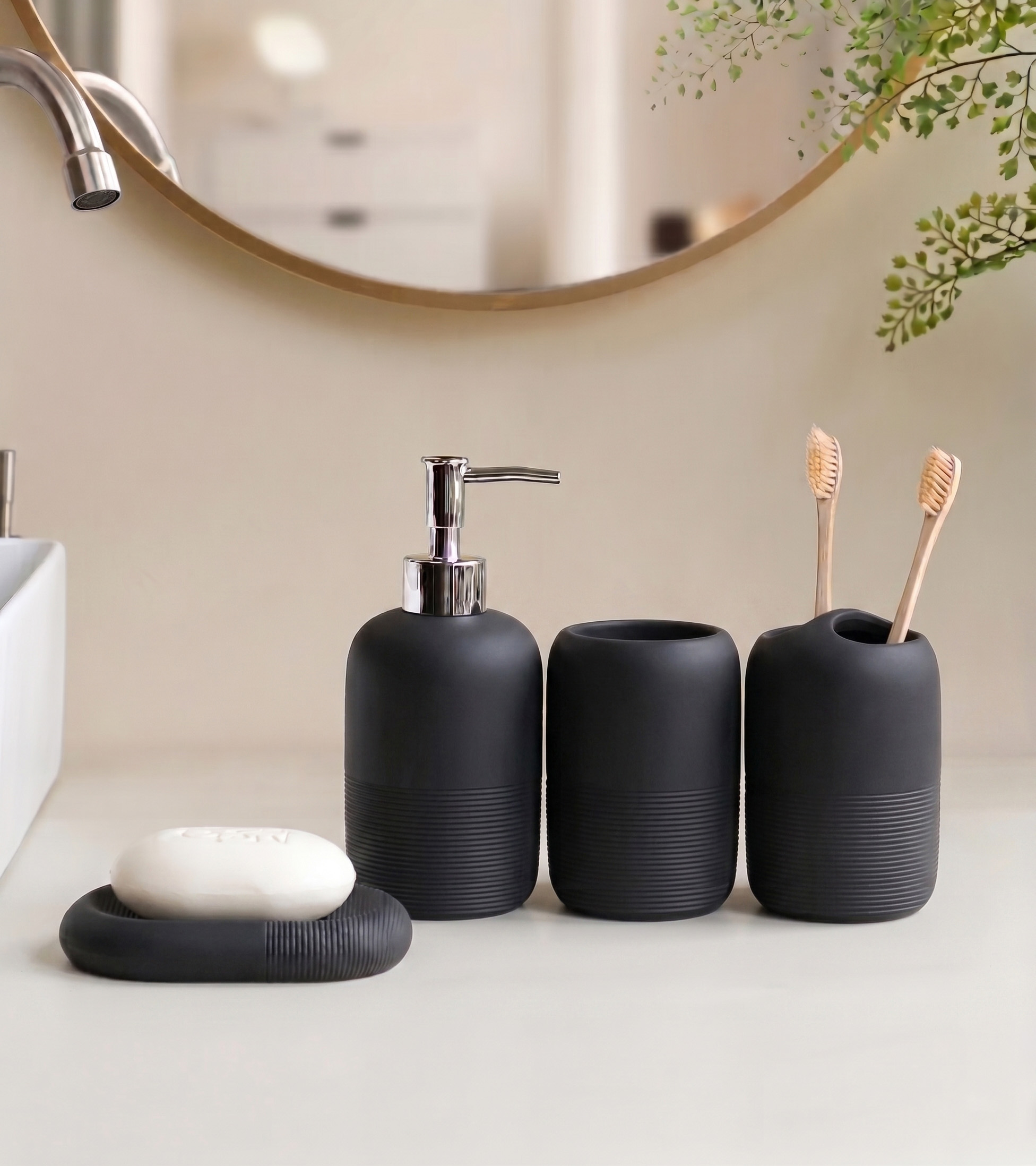 Modern Sandstone Resin Bathroo - Zara Home Bathroom Set recension och pris