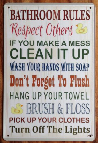 METAL TIN SIGN PLAQUE Bathroom - Home Bathroom Rules recension och pris
