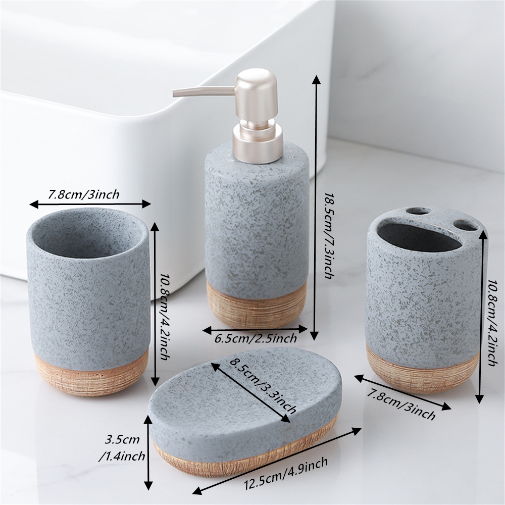 4PCS Brown Base Ceramic Bathro - Zara Home Bathroom Set recension och pris