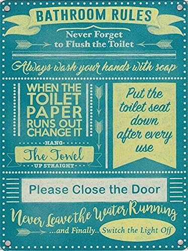 Vintage Style Metal Wall Sign  - Home Bathroom Rules recension och pris