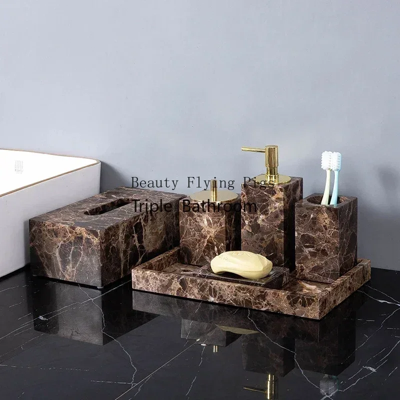 Emperador Dark Natural Marble  - Zara Home Bathroom Set recension och pris