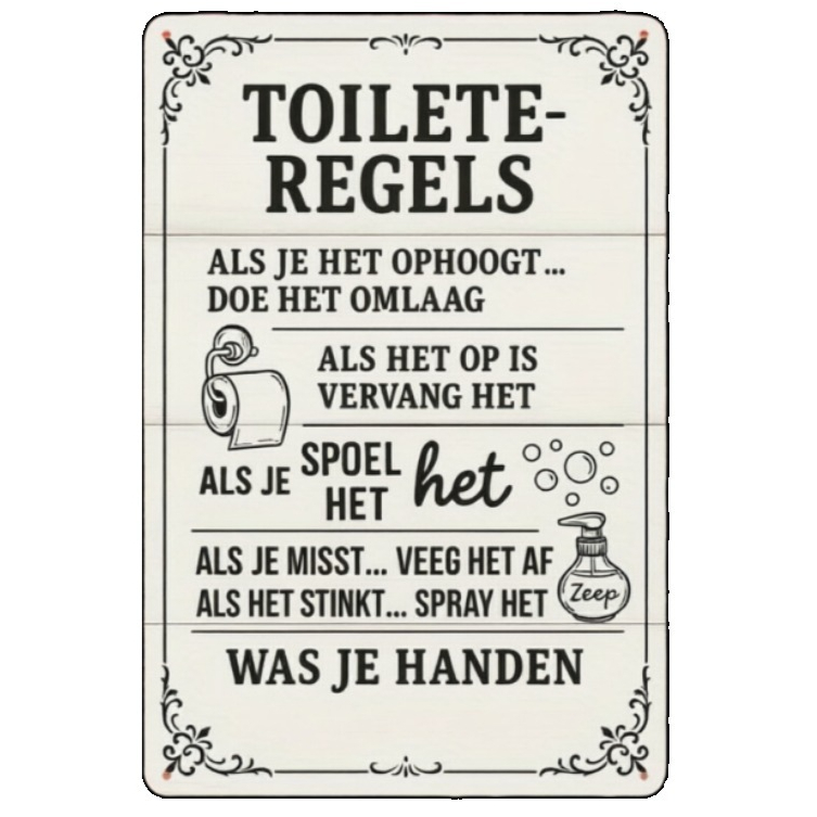 2D Dutch Bathroom Rules Metal  - Home Bathroom Etiquette recension och pris