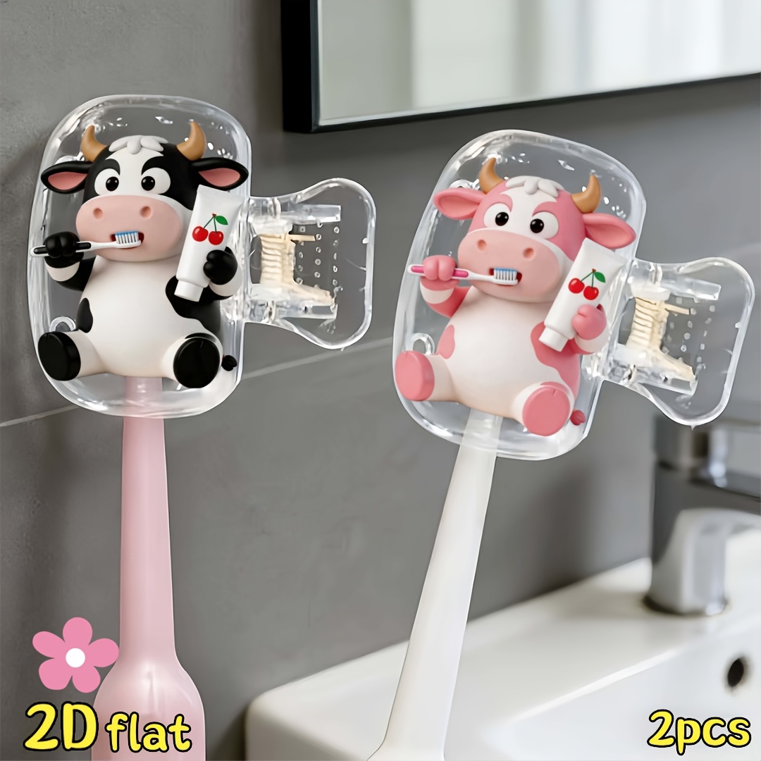 2pcs Cow Toothbrush Holder Tra - Home Essentials Bathroom Storage recension och pris