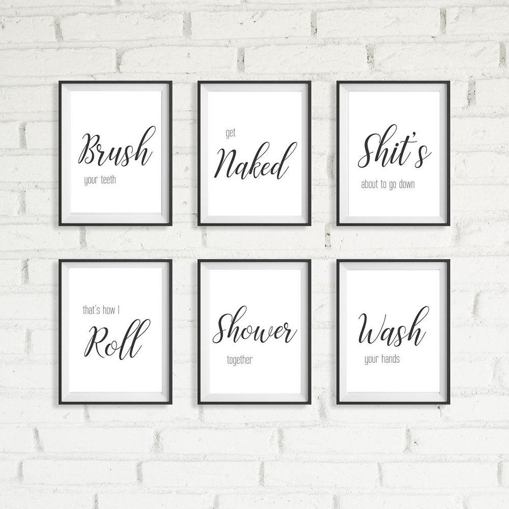 Wall Art Canvas Painting Funny - Home Bathroom Rules recension och pris