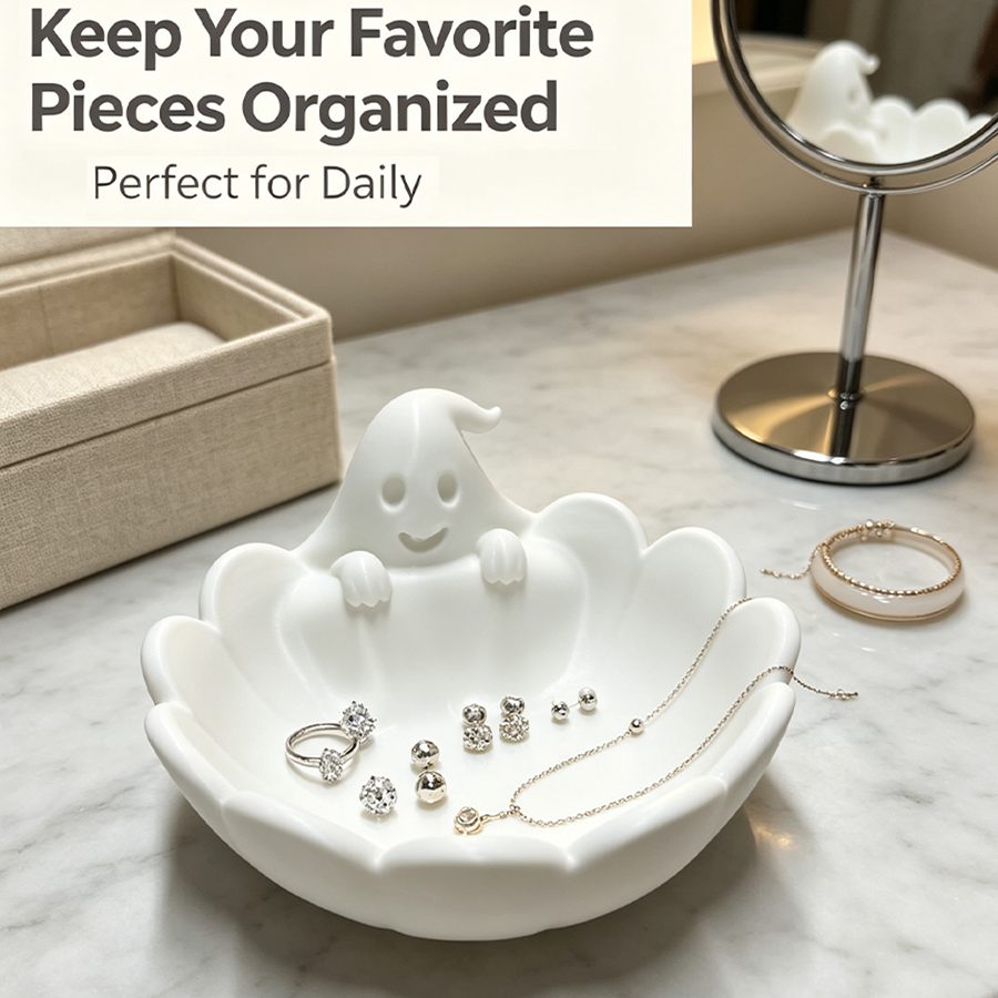 Matte White 3D Cute Ghost-Shap - Home Essentials Bathroom Storage recension och pris