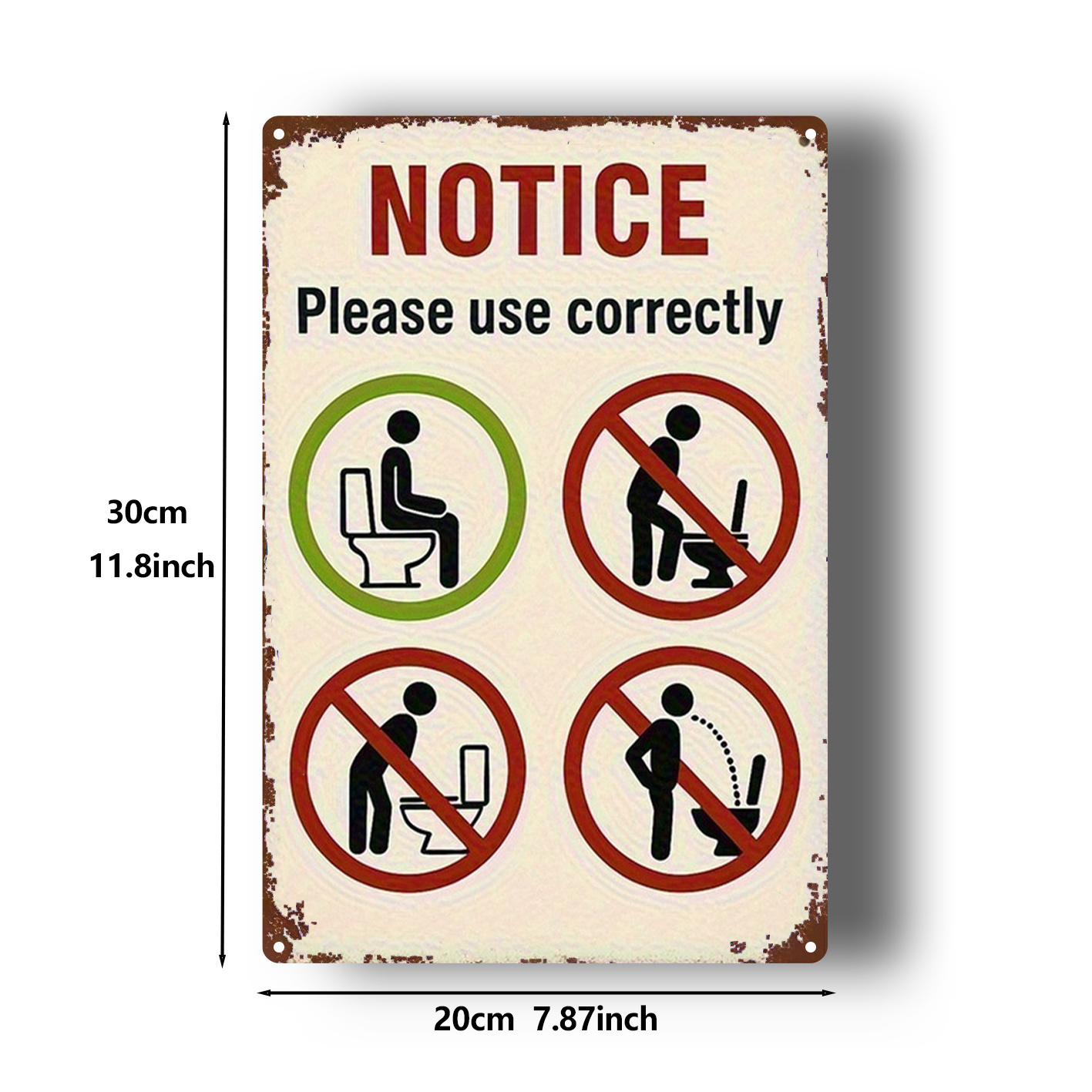 Vintage Flat 2D Aluminum Wall  - Home Bathroom Rules recension och pris