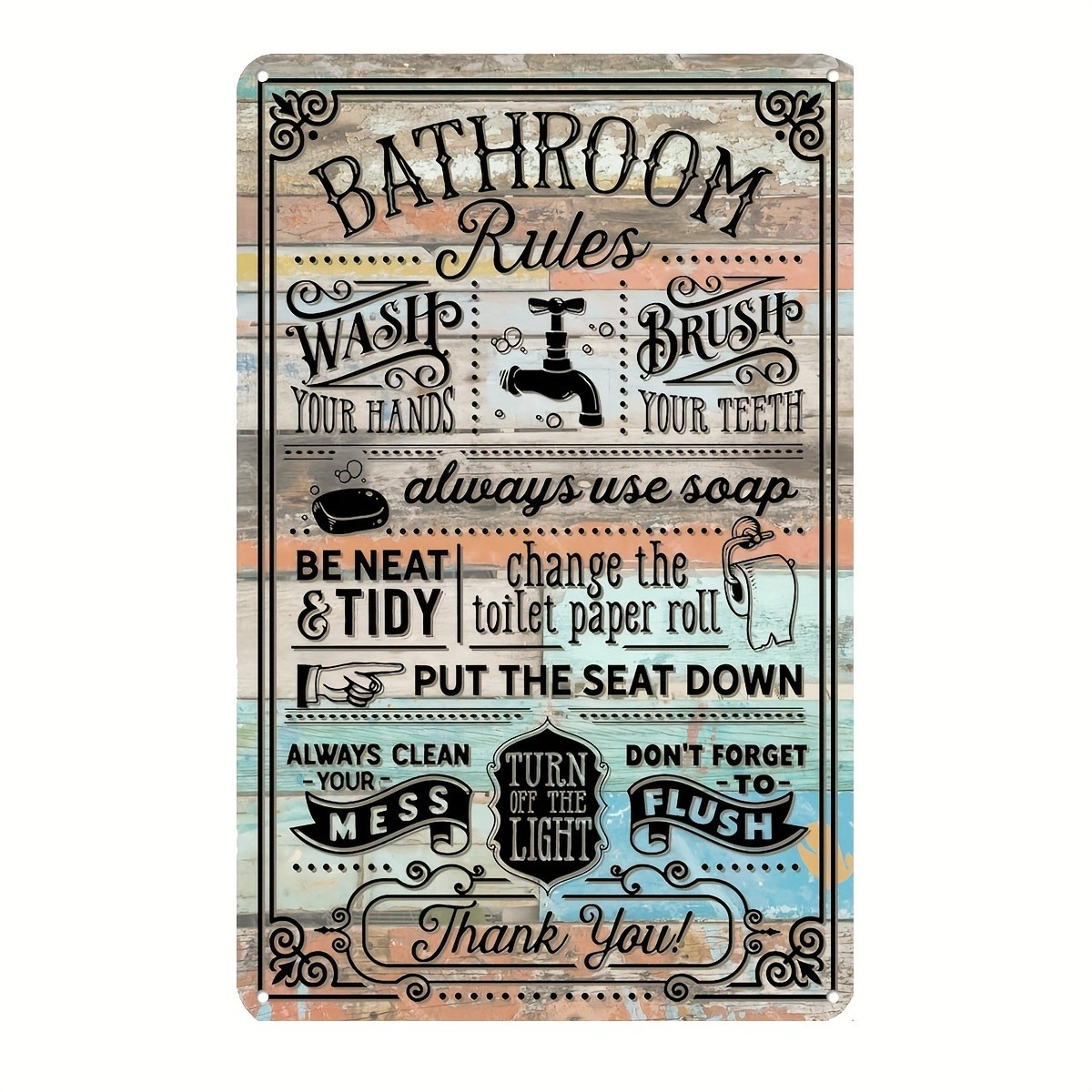 Vintage Farmhouse Bathroom Rul - Home Bathroom Rules recension och pris