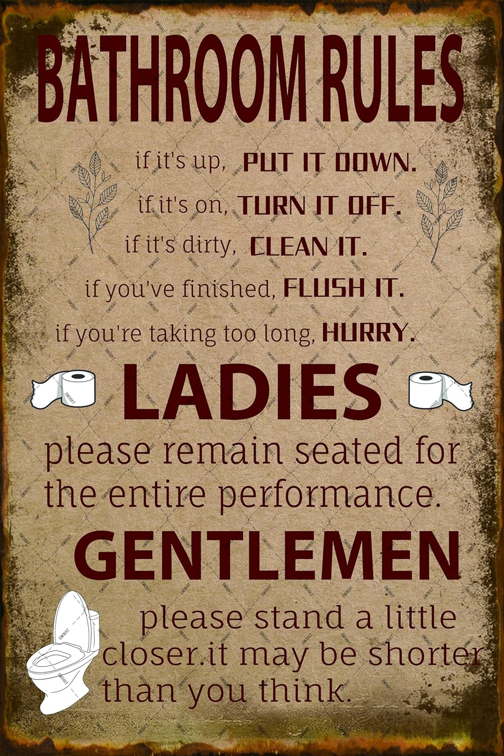 Bathroom Rules Metal Tin Sign  - Home Bathroom Rules recension och pris